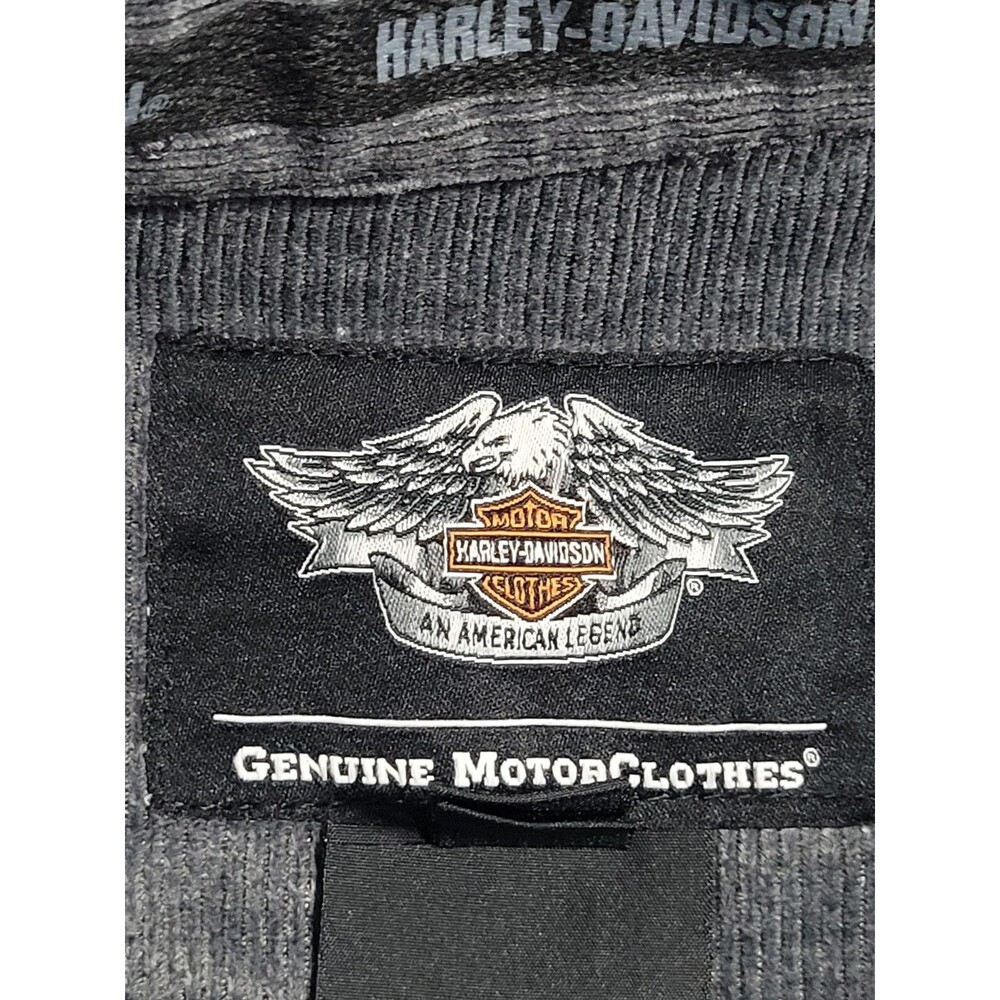 Harley-Davidson Shirt Mens Large Gray Corduroy Snap Front Motorcycle Biker - Picture 6 of 11